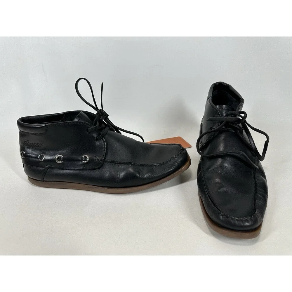 Gucci Men's Deck Boat Shoes Chukka Black Size 44 EU 10 US